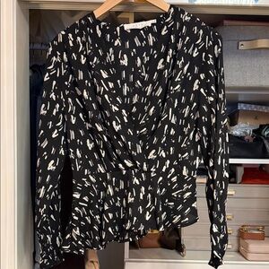Astr Black and White Patterned Blouse